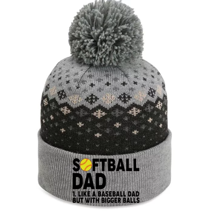 Softball Dad Like A Baseball Dad But With Bigger Balls The Baniff Cuffed Pom Beanie