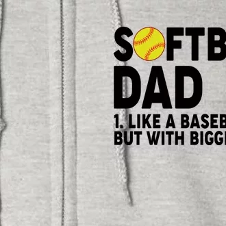 Softball Dad Like A Baseball Dad But With Bigger Balls Full Zip Hoodie