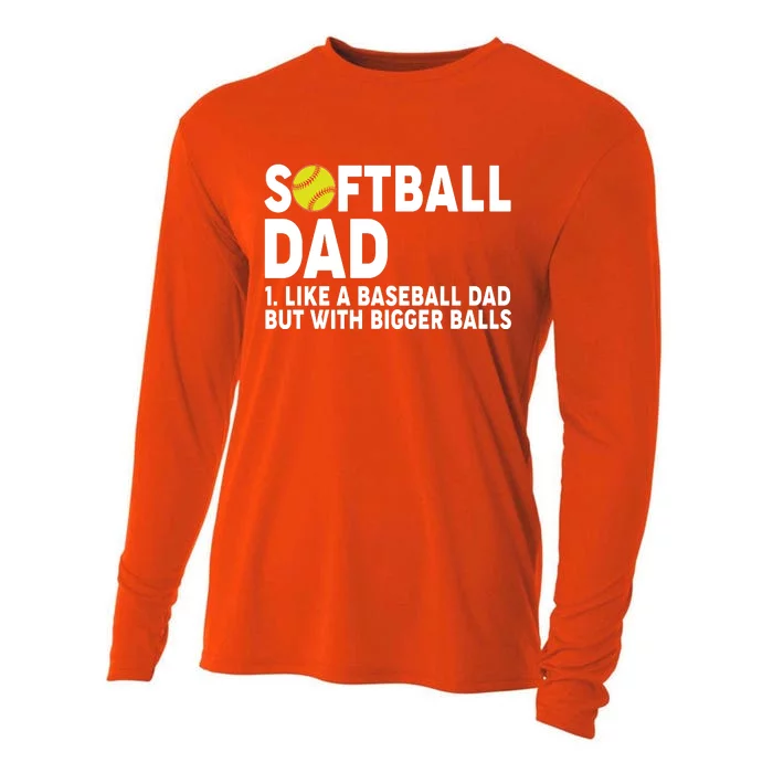 Softball Dad Like A Baseball Dad But With Bigger Balls Cooling Performance Long Sleeve Crew