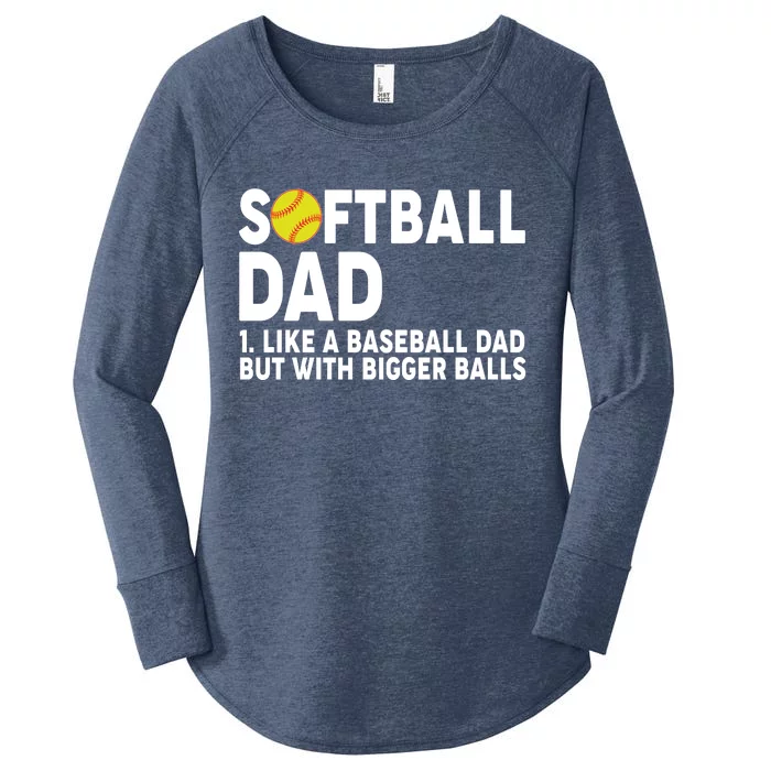 Softball Dad Like A Baseball Dad But With Bigger Balls Women's Perfect Tri Tunic Long Sleeve Shirt