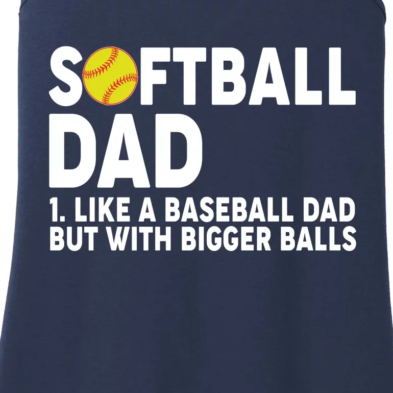 Softball Dad Like A Baseball Dad But With Bigger Balls Ladies Essential Tank