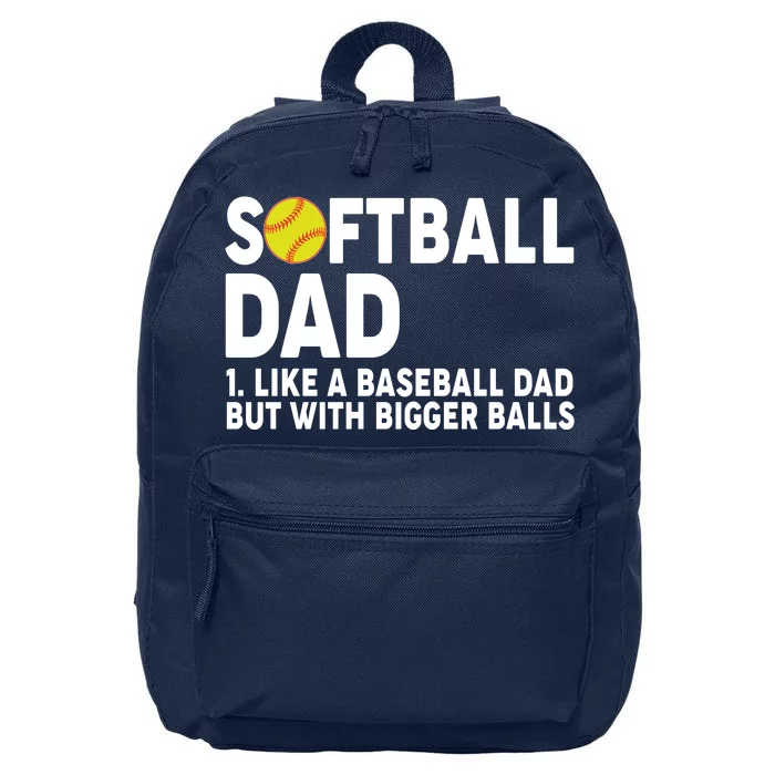 Softball Dad Like A Baseball Dad But With Bigger Balls 16 in Basic Backpack