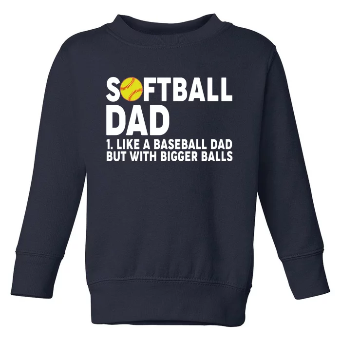 Softball Dad Like A Baseball Dad But With Bigger Balls Toddler Sweatshirt