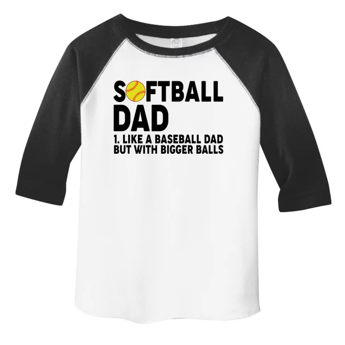 Softball Dad Like A Baseball Dad But With Bigger Balls Toddler Fine Jersey T-Shirt