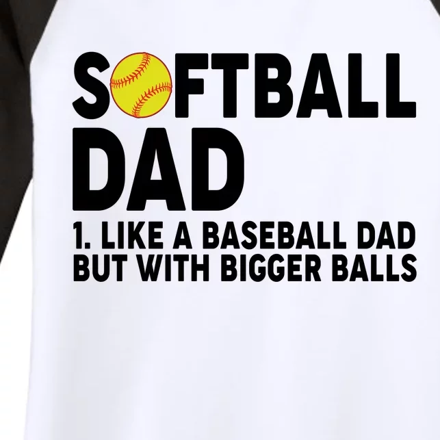 Softball Dad Like A Baseball Dad But With Bigger Balls Women's Tri-Blend 3/4-Sleeve Raglan Shirt