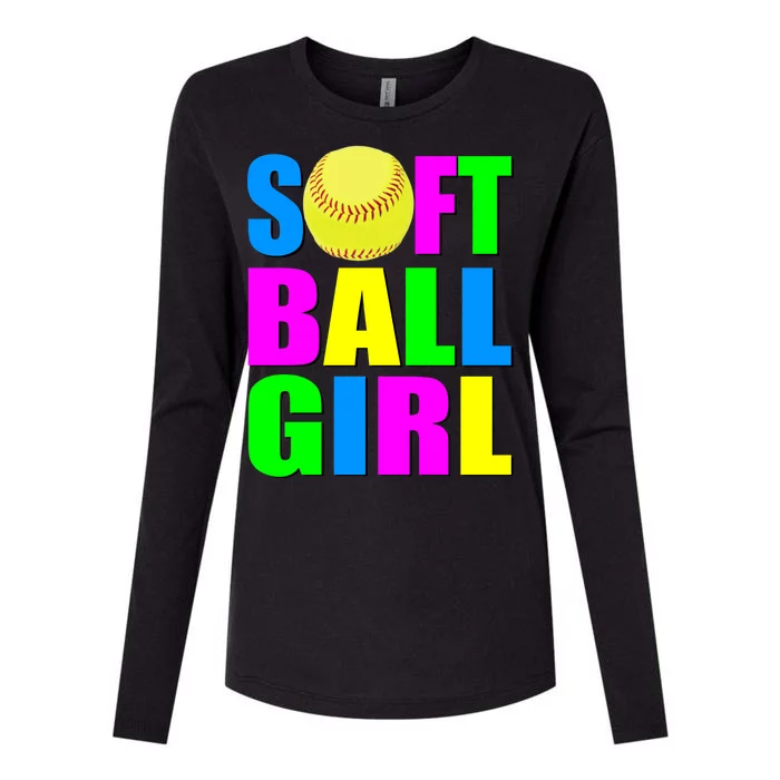 Softball Girl Womens Cotton Relaxed Long Sleeve T-Shirt