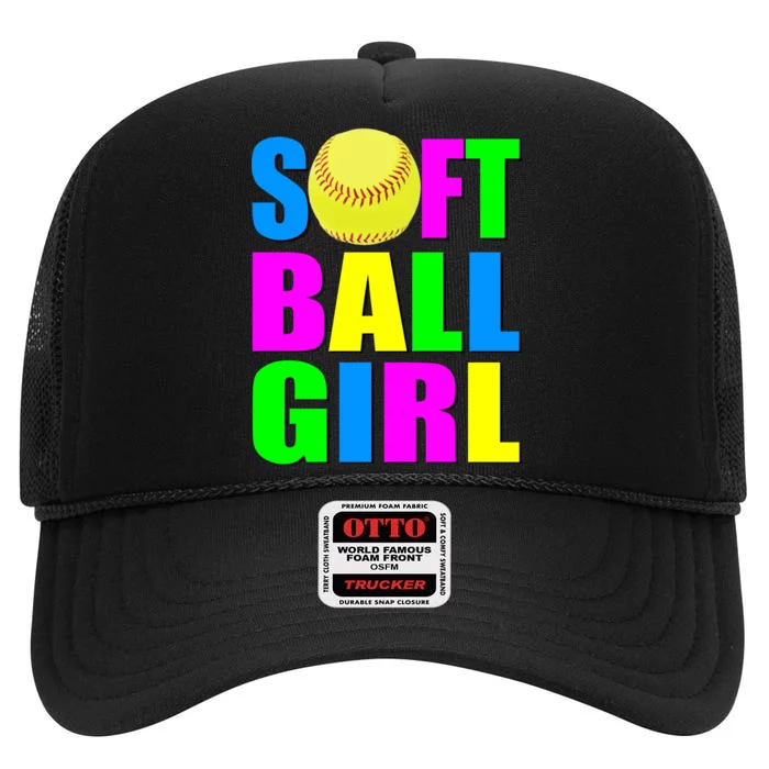 Softball Girl High Crown Mesh Trucker Hat