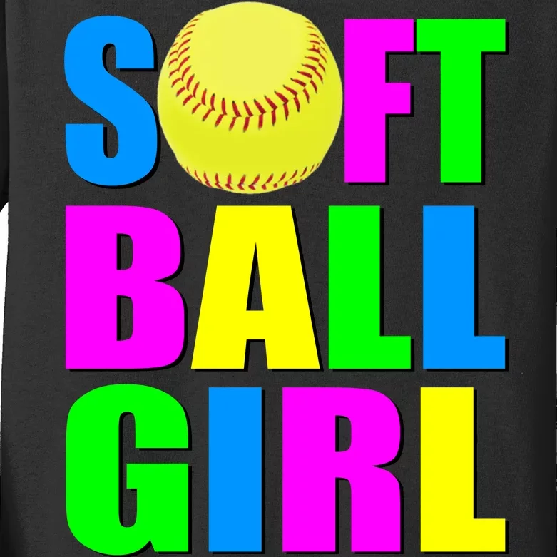 Softball Girl Kids Long Sleeve Shirt