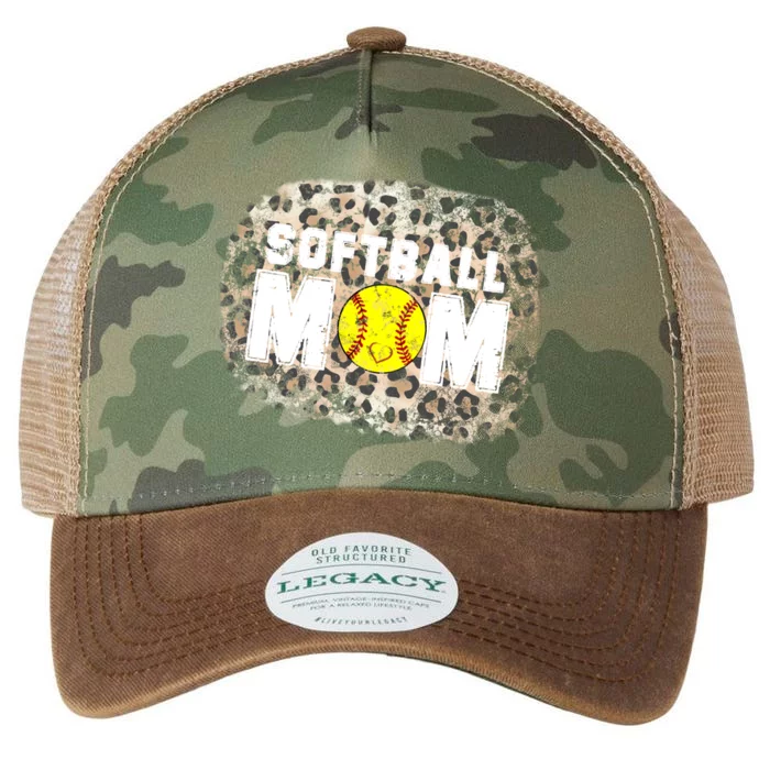 Softball Mom leopard Background Legacy Tie Dye Trucker Hat