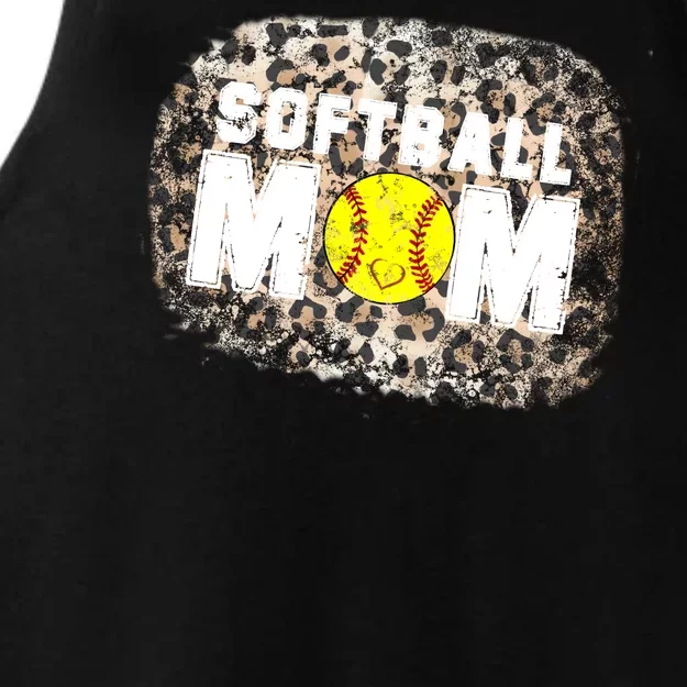 Softball Mom leopard Background Ladies Tri-Blend Wicking Tank