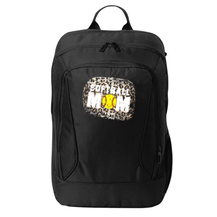 Softball Mom leopard Background City Backpack