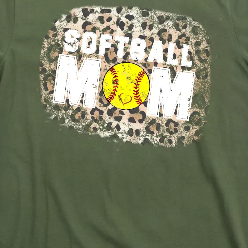 Softball Mom leopard Background T-Shirt