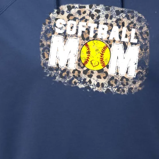 Softball Mom leopard Background Performance Fleece Hoodie