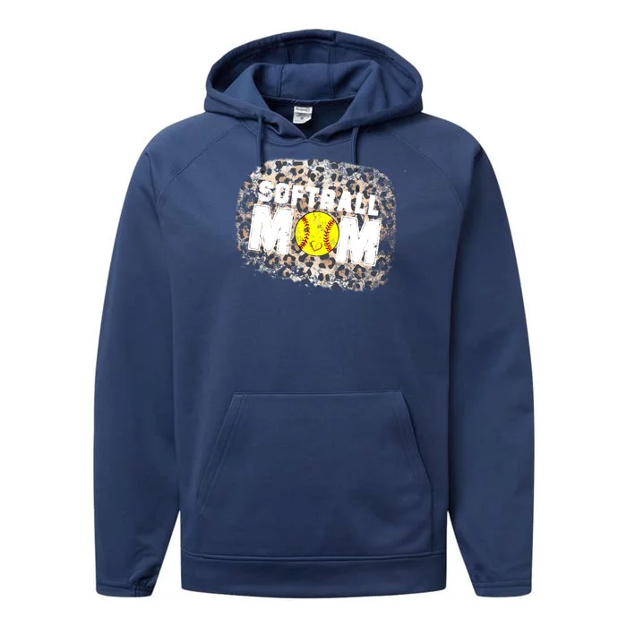 Softball Mom leopard Background Performance Fleece Hoodie