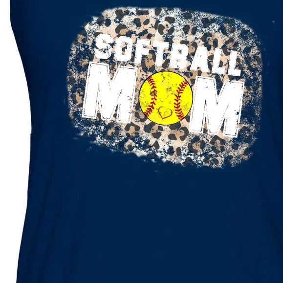 Softball Mom leopard Background Ladies Essential Flowy Tank