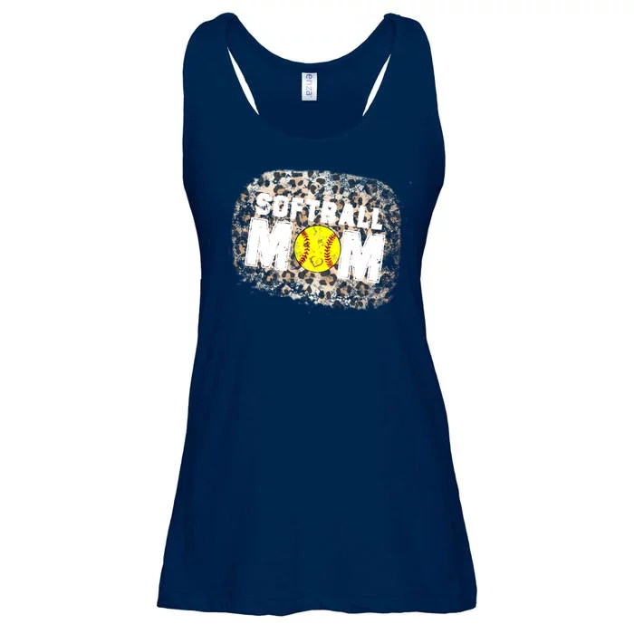 Softball Mom leopard Background Ladies Essential Flowy Tank