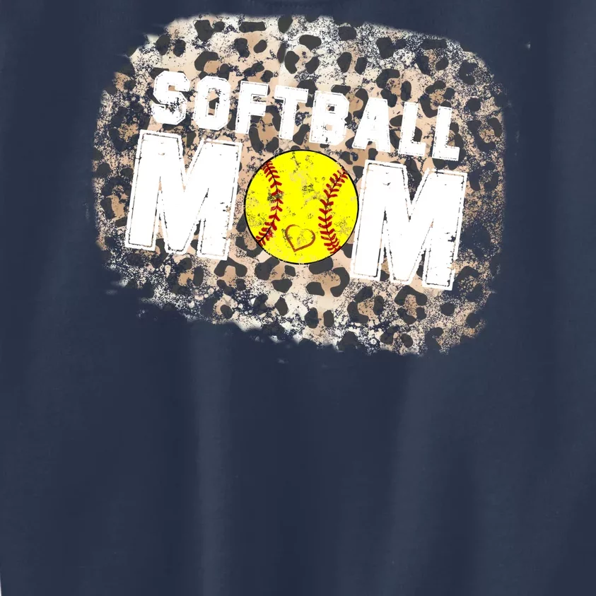 Softball Mom leopard Background Kids Sweatshirt