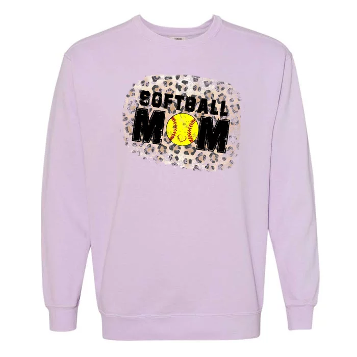 Softball Mom leopard Background Garment-Dyed Sweatshirt