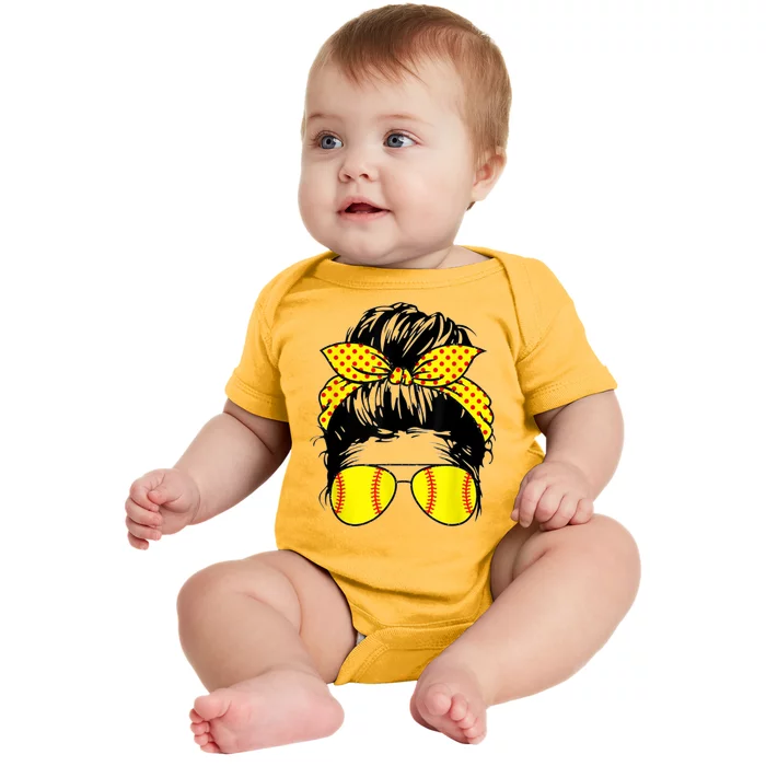 Softball Mom Sunglasses Baby Bodysuit