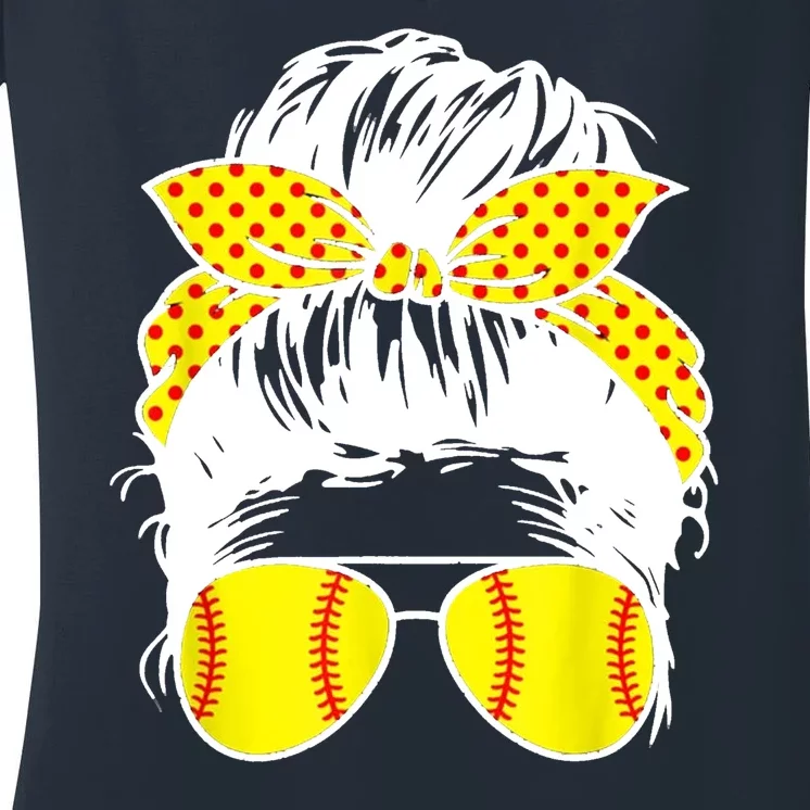 Softball Mom Sunglasses Women's V-Neck T-Shirt