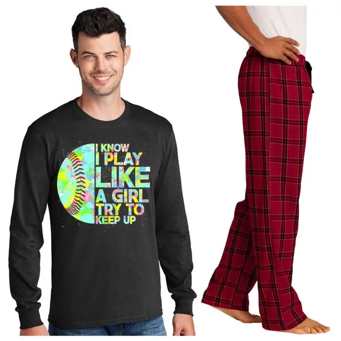 Softball Play Like A Girl Long Sleeve Pajama Set