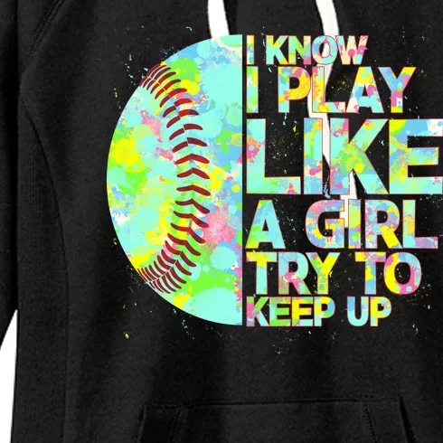 Softball Play Like A Girl Women's Fleece Hoodie