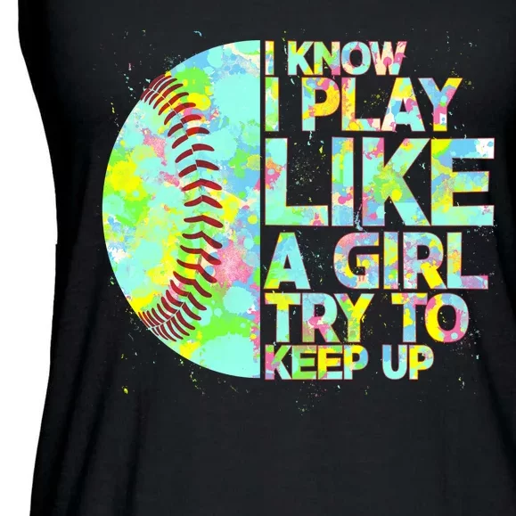 Softball Play Like A Girl Ladies Essential Flowy Tank