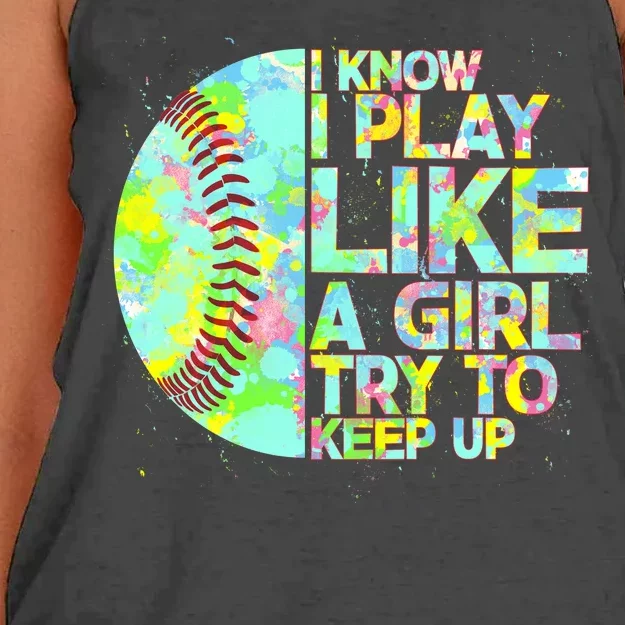 Softball Play Like A Girl Women's Knotted Racerback Tank