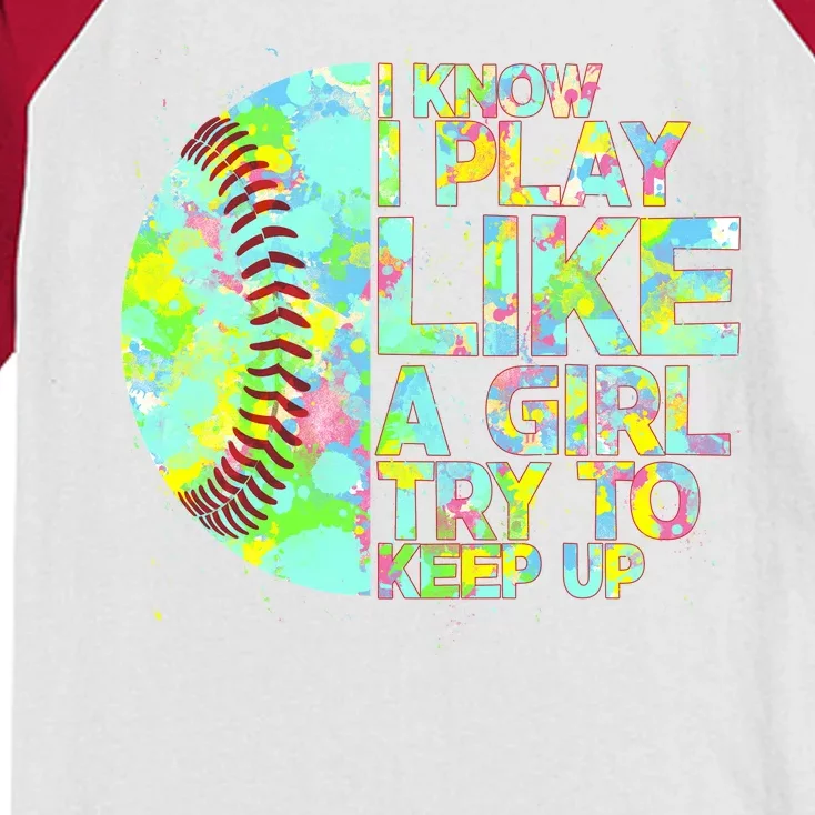 Softball Play Like A Girl Kids Colorblock Raglan Jersey