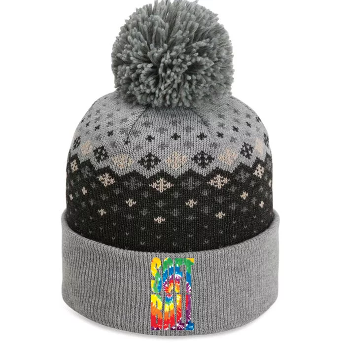 Softball Retro Tie Dye The Baniff Cuffed Pom Beanie