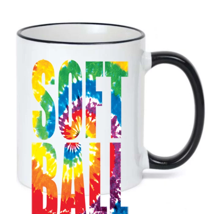 Softball Retro Tie Dye Black Color Changing Mug