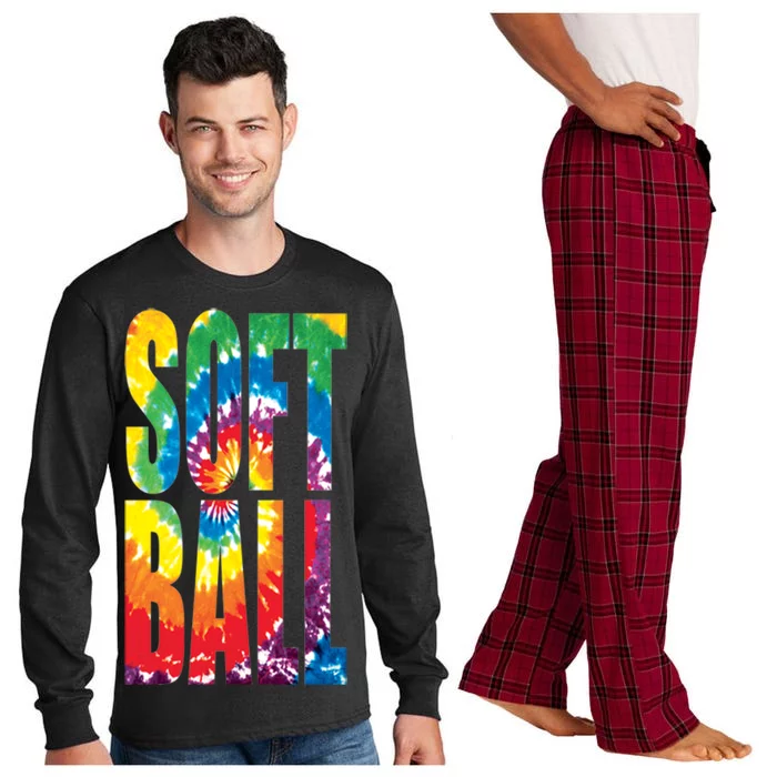 Softball Retro Tie Dye Long Sleeve Pajama Set