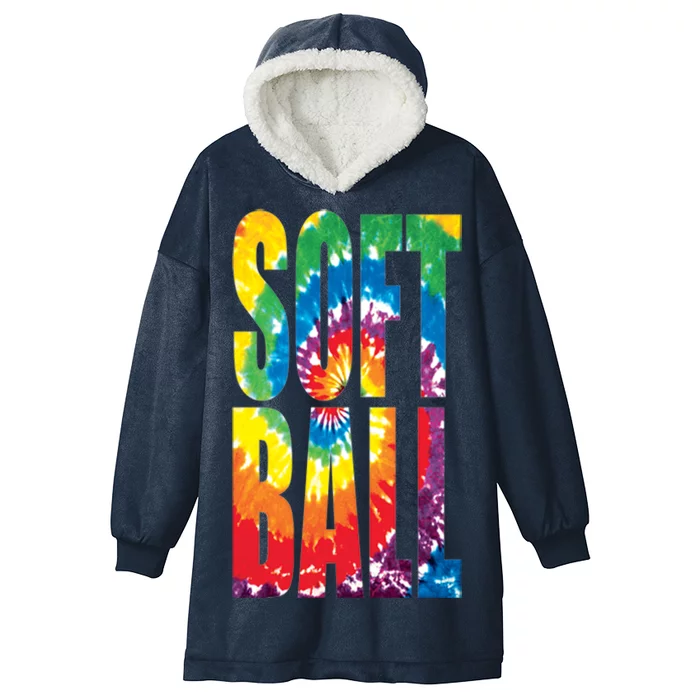 Softball Retro Tie Dye Hooded Wearable Blanket