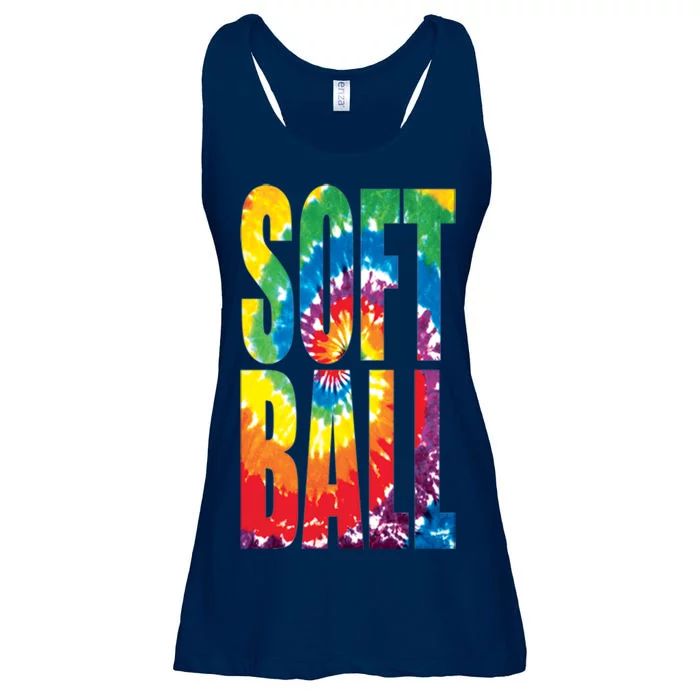 Softball Retro Tie Dye Ladies Essential Flowy Tank