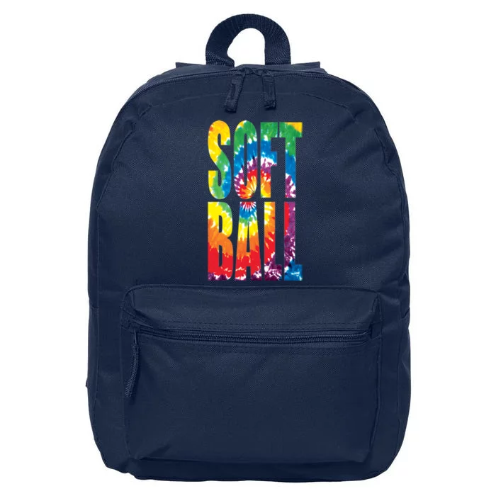 Softball Retro Tie Dye 16 in Basic Backpack