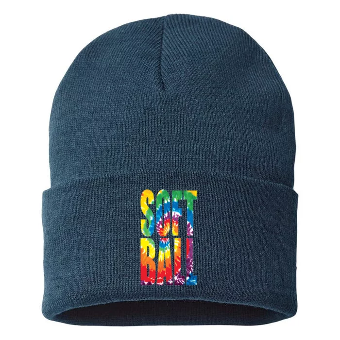 Softball Retro Tie Dye Sustainable Knit Beanie