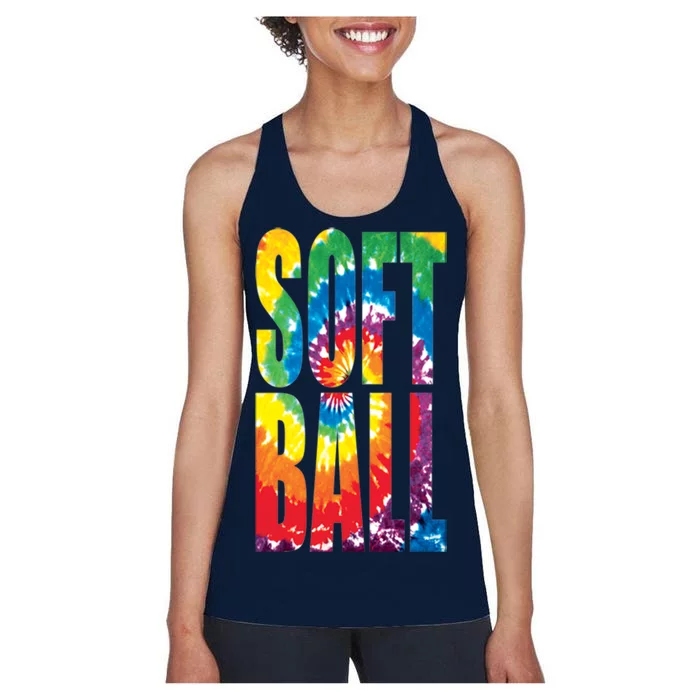 Softball Retro Tie Dye Women's Racerback Tank