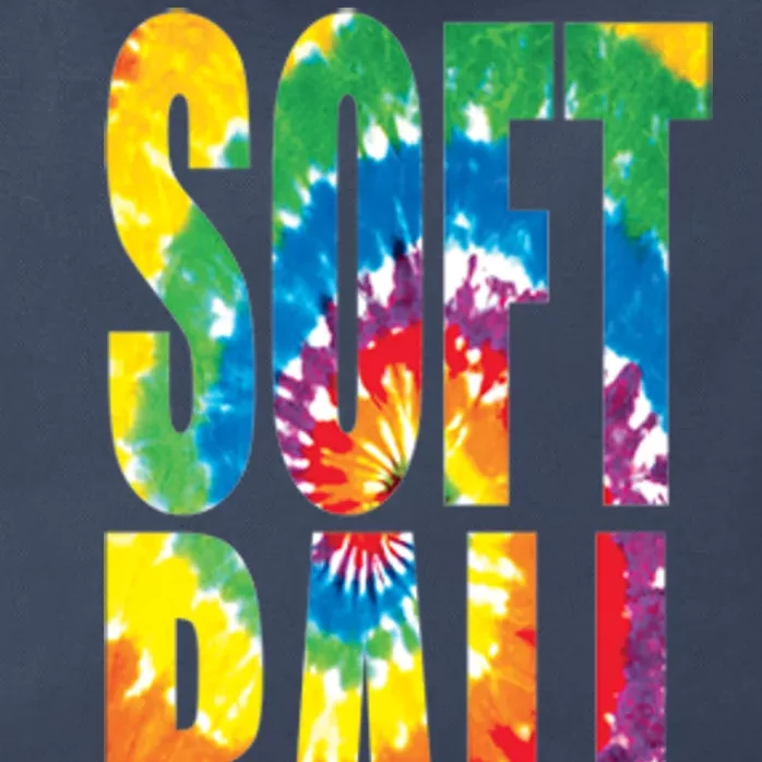 Softball Retro Tie Dye Zip Tote Bag