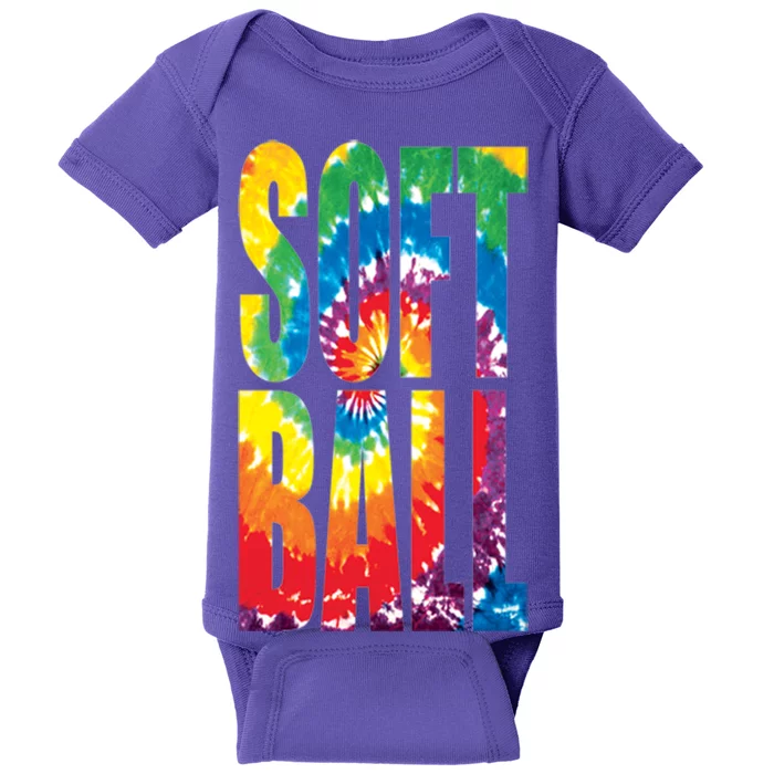 Softball Retro Tie Dye Baby Bodysuit