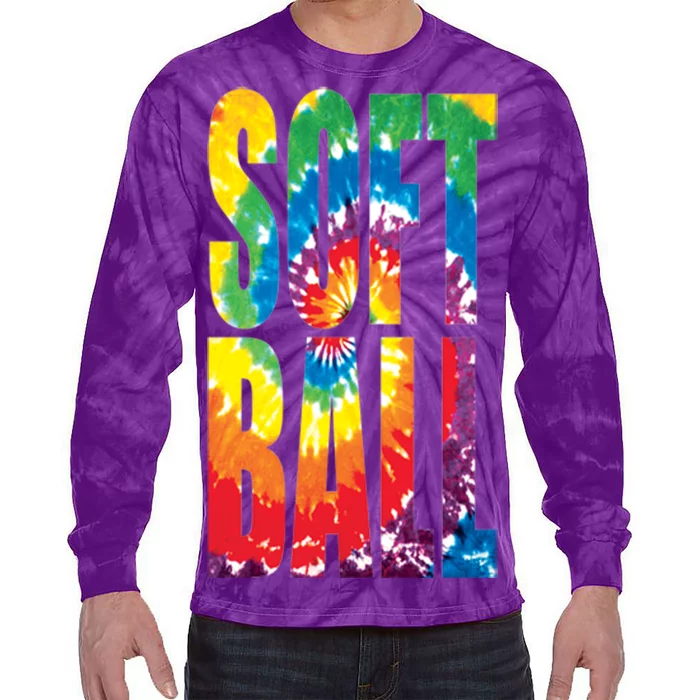 Softball Retro Tie Dye Tie-Dye Long Sleeve Shirt