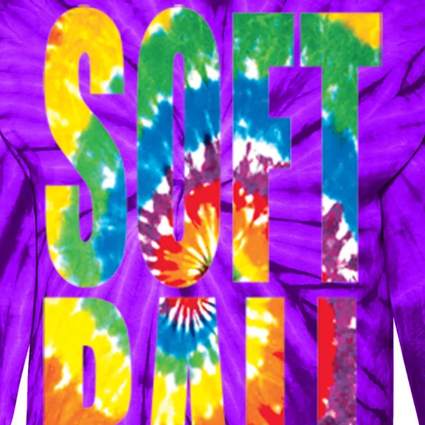 Softball Retro Tie Dye Tie-Dye Long Sleeve Shirt