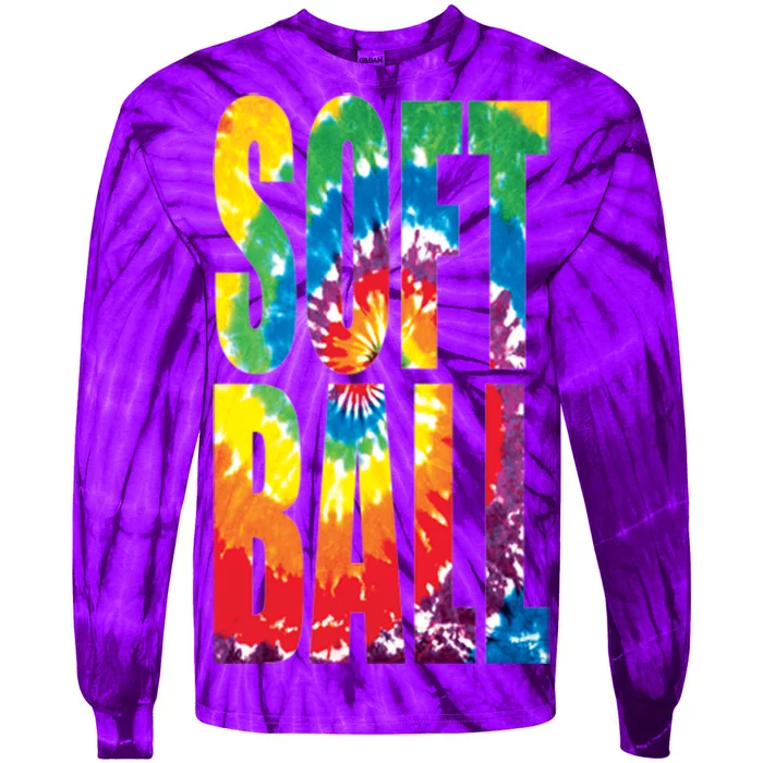 Softball Retro Tie Dye Tie-Dye Long Sleeve Shirt