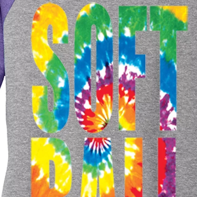 Softball Retro Tie Dye Women's Tri-Blend 3/4-Sleeve Raglan Shirt