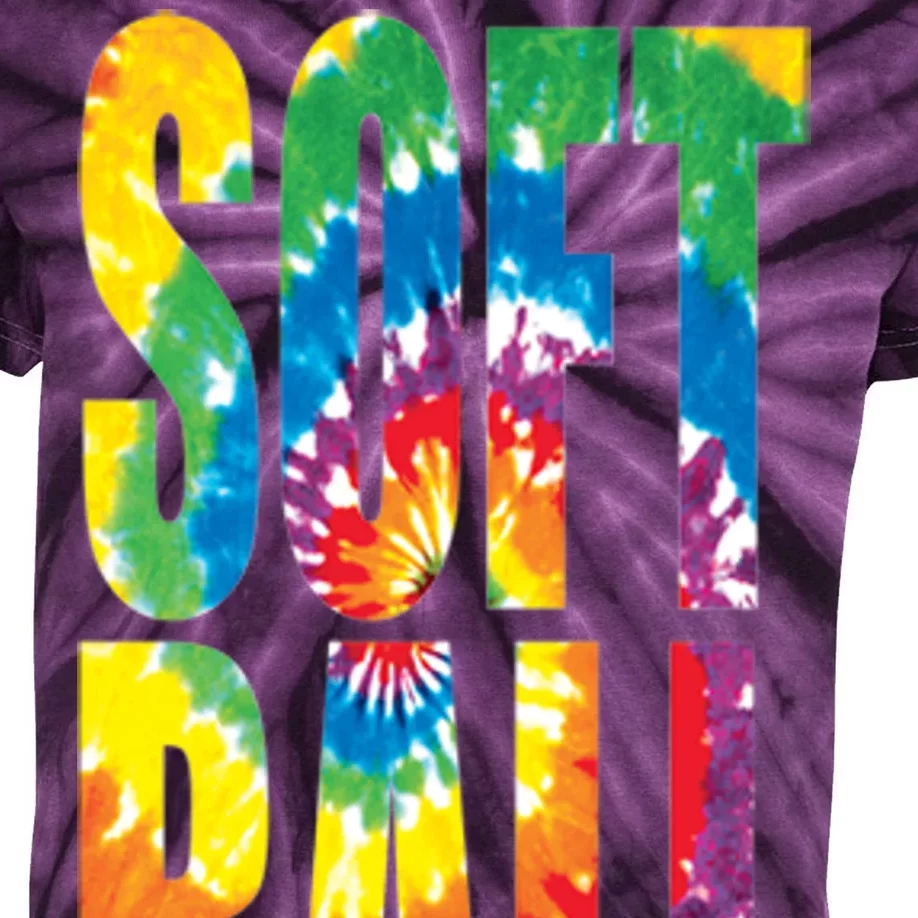 Softball Retro Tie Dye Kids Tie-Dye T-Shirt