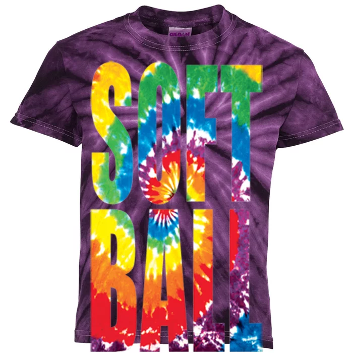 Softball Retro Tie Dye Kids Tie-Dye T-Shirt