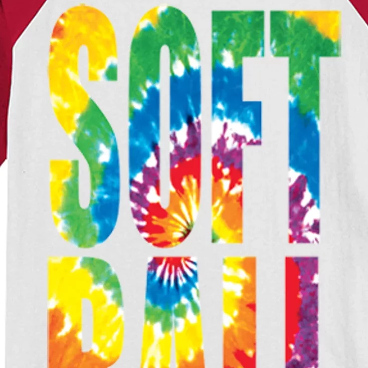 Softball Retro Tie Dye Kids Colorblock Raglan Jersey