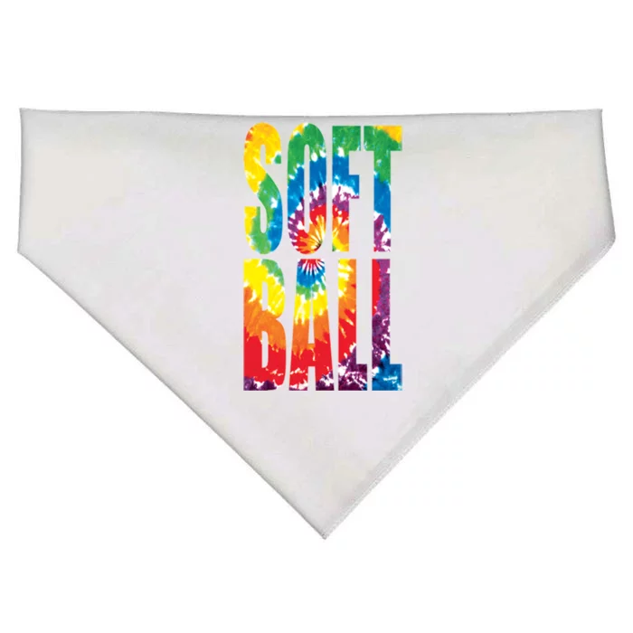 Softball Retro Tie Dye USA-Made Doggie Bandana