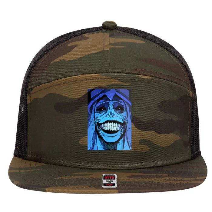 Statue Of God Smiling Menacingly Solo Leveling 7 Panel Mesh Trucker Snapback Hat