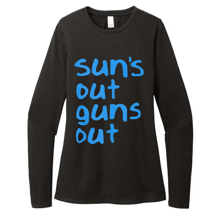 Suns Out Guns Out Retro 80s Nerd Geek Graphic Womens CVC Long Sleeve Shirt