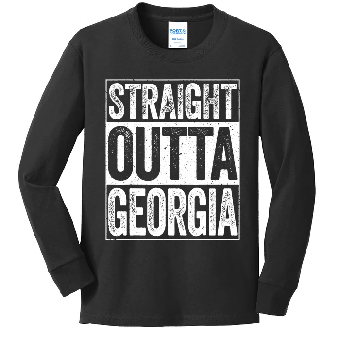 Straight Outta Georgia Ga State Kids Long Sleeve Shirt